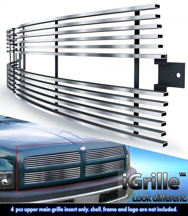 Stainless Billet 1 pc Grille Insert 94-01 Dodge Ram Non Sport